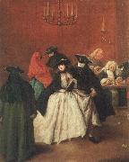 Pietro Longhi Masked venetians in the Ridotto oil painting